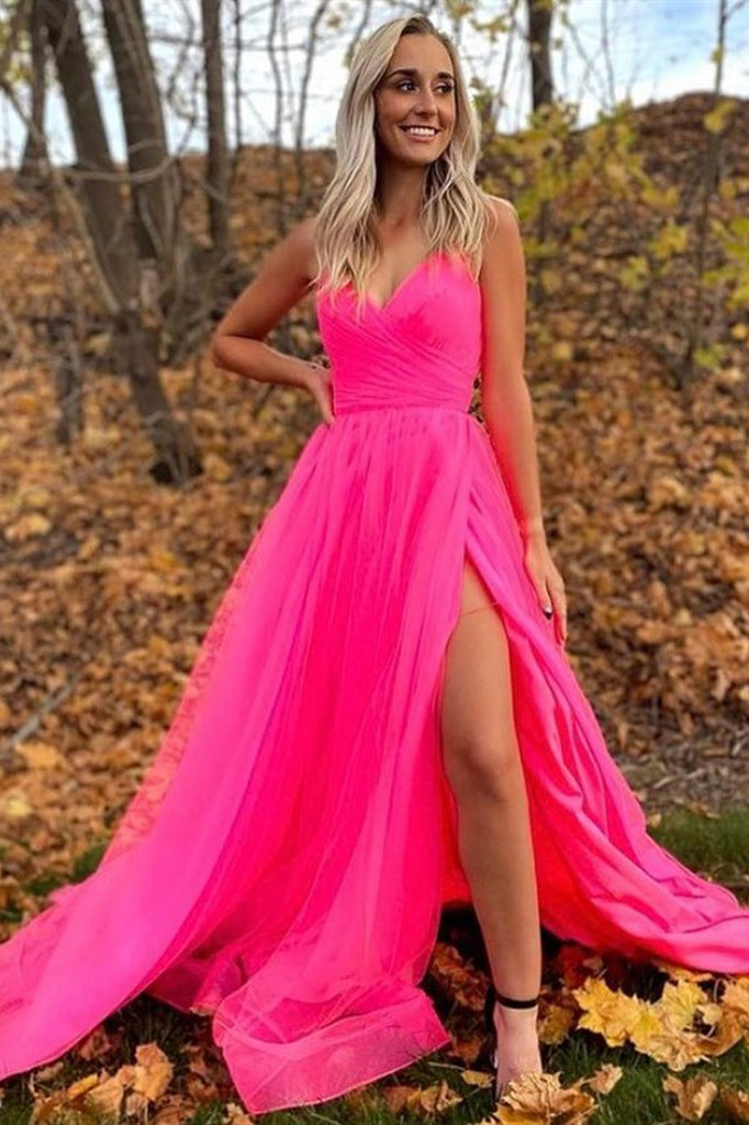 prom dresses hot pink
